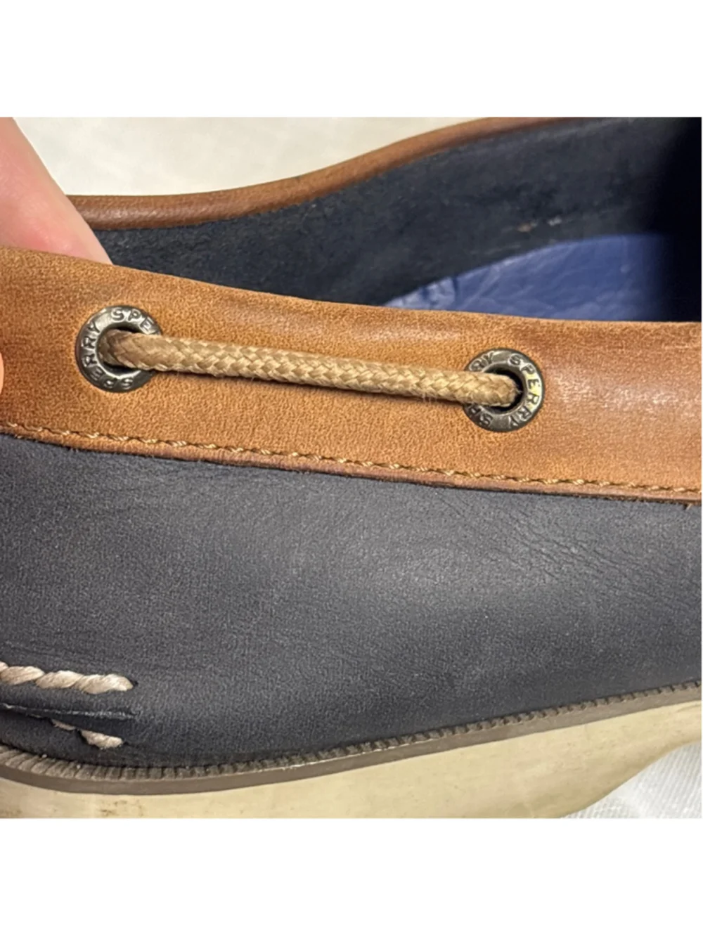 SPERRY Top-Siders Navy LEATHER, sz 8.5